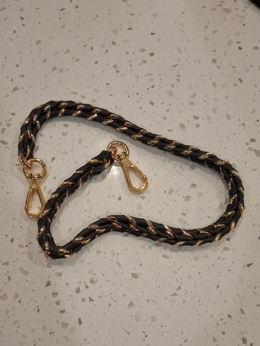 MZ Wallace Purse Chain Leather Strap Dark Grey Gold 25"